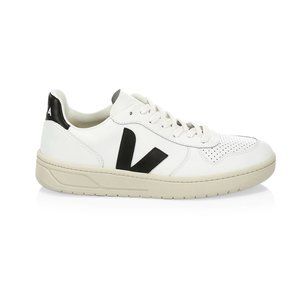 Veja Women's V-10 Recycled Mesh Low-Top Sneakers Black and White